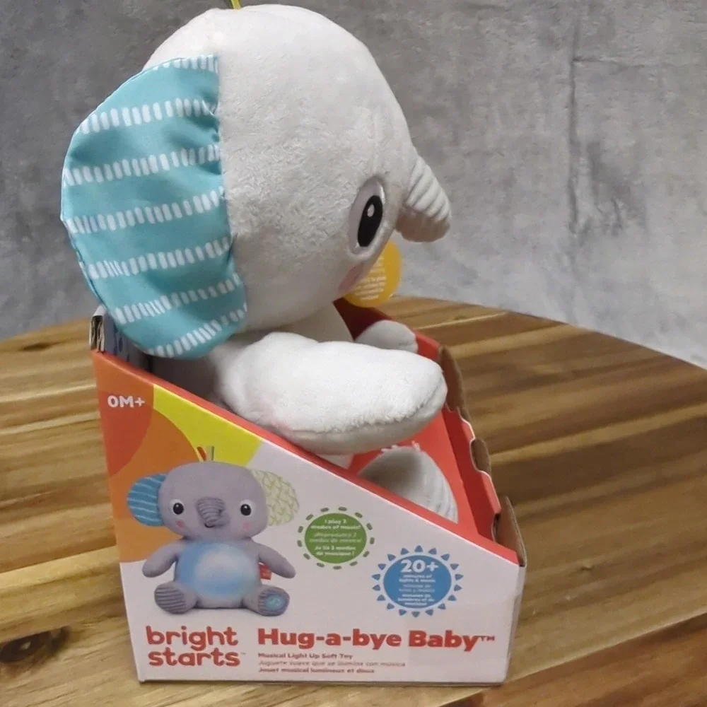 Bright Starts Hug-a-Bye Baby Elephant Stuffed Animal Musical Light‎ Up Soft Toy
